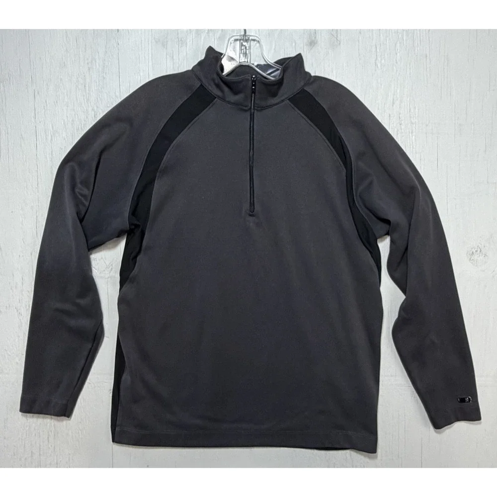 Tiger Woods Golf 1/4 Zip Pullover Sweater Mens M Nike Fit Dry Long Sleeve Gray